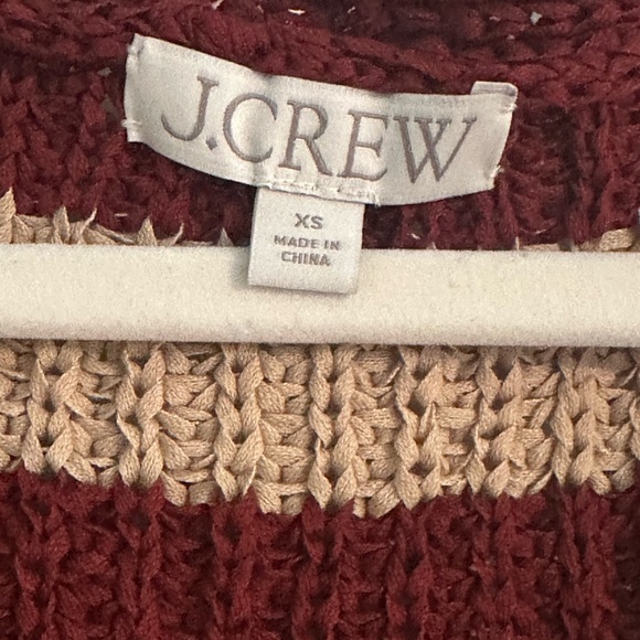 J. Crew Burgundy and Cream V-Neck Sweater - Picture 2 of 3